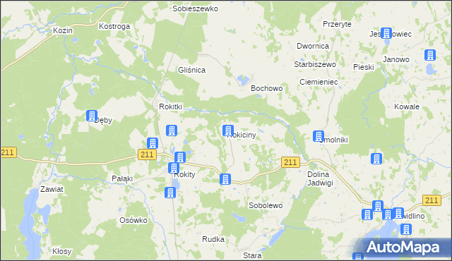 mapa Rokiciny gmina Czarna Dąbrówka, Rokiciny gmina Czarna Dąbrówka na mapie Targeo