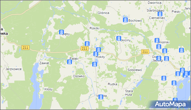 mapa Rokity gmina Czarna Dąbrówka, Rokity gmina Czarna Dąbrówka na mapie Targeo