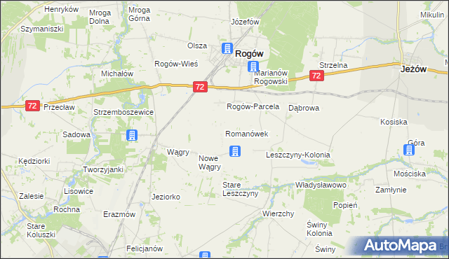 mapa Romanówek, Romanówek na mapie Targeo