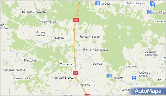 mapa Romany-Janowięta, Romany-Janowięta na mapie Targeo