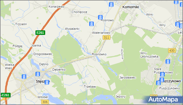 mapa Rosnówko gmina Komorniki, Rosnówko gmina Komorniki na mapie Targeo