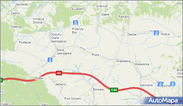mapa Róża gmina Czarna, Róża gmina Czarna na mapie Targeo