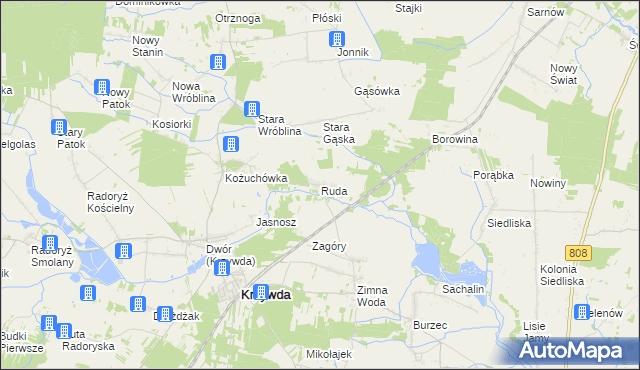 mapa Ruda gmina Krzywda, Ruda gmina Krzywda na mapie Targeo