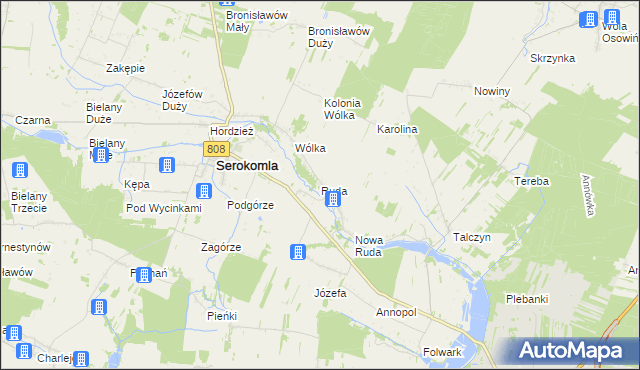 mapa Ruda gmina Serokomla, Ruda gmina Serokomla na mapie Targeo