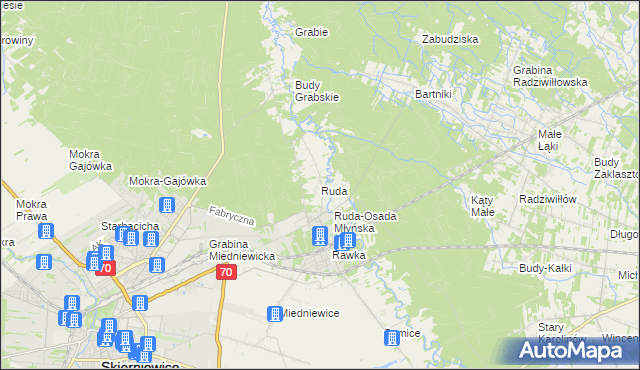 mapa Ruda gmina Skierniewice, Ruda gmina Skierniewice na mapie Targeo