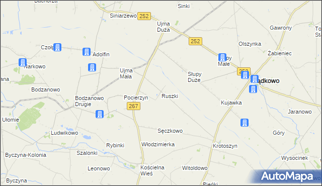 mapa Ruszki gmina Osięciny, Ruszki gmina Osięciny na mapie Targeo