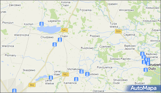 mapa Ruszkowo gmina Dobrzyń nad Wisłą, Ruszkowo gmina Dobrzyń nad Wisłą na mapie Targeo