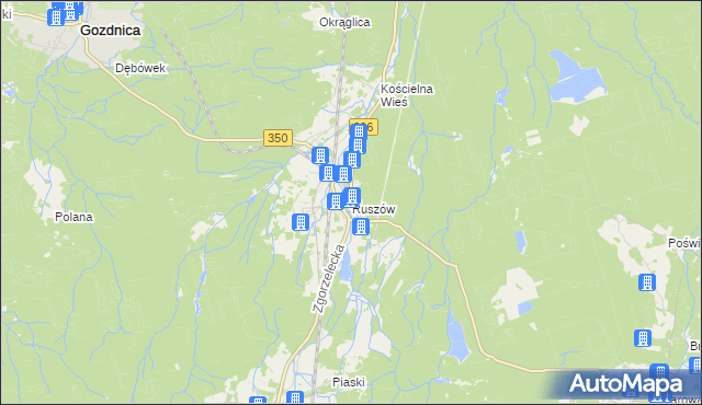mapa Ruszów gmina Węgliniec, Ruszów gmina Węgliniec na mapie Targeo