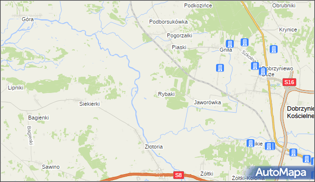 mapa Rybaki gmina Dobrzyniewo Duże, Rybaki gmina Dobrzyniewo Duże na mapie Targeo