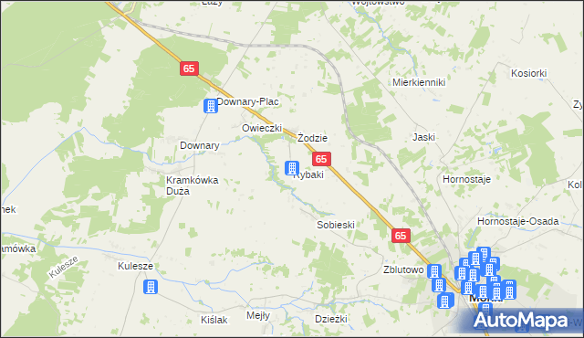mapa Rybaki gmina Mońki, Rybaki gmina Mońki na mapie Targeo