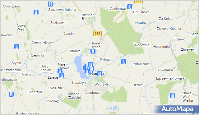 mapa Rybno gmina Przedecz, Rybno gmina Przedecz na mapie Targeo