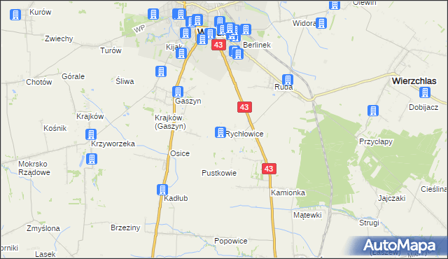mapa Rychłowice, Rychłowice na mapie Targeo