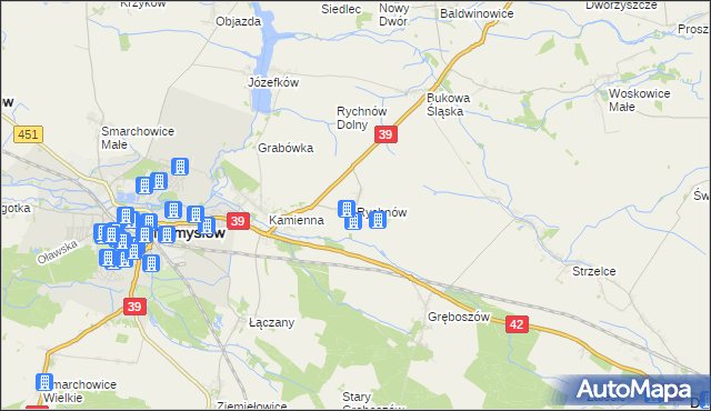 mapa Rychnów gmina Namysłów, Rychnów gmina Namysłów na mapie Targeo
