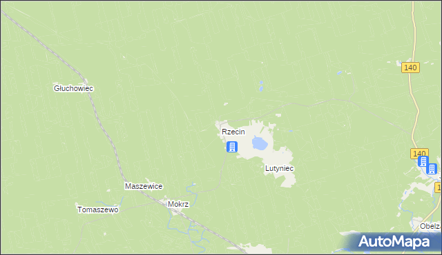 mapa Rzecin, Rzecin na mapie Targeo