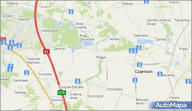 mapa Rzepki gmina Czarnocin, Rzepki gmina Czarnocin na mapie Targeo