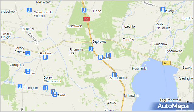 mapa Rzymsko, Rzymsko na mapie Targeo