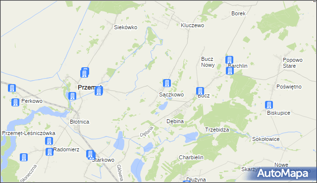 mapa Sączkowo, Sączkowo na mapie Targeo