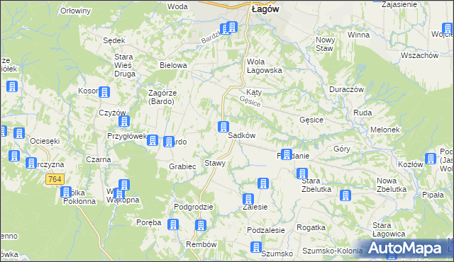 mapa Sadków gmina Łagów, Sadków gmina Łagów na mapie Targeo