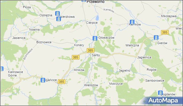 mapa Sarby, Sarby na mapie Targeo