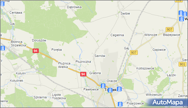 mapa Sarnów gmina Toszek, Sarnów gmina Toszek na mapie Targeo