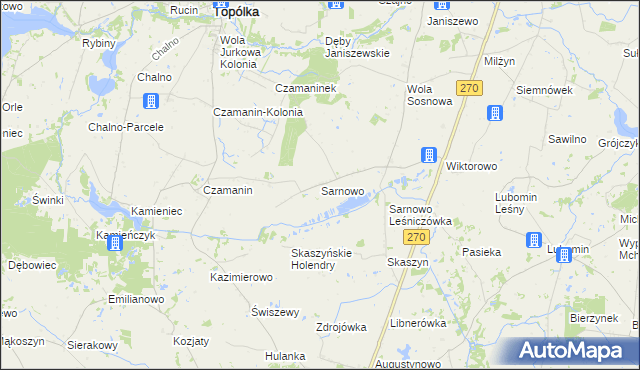 mapa Sarnowo gmina Lubraniec, Sarnowo gmina Lubraniec na mapie Targeo