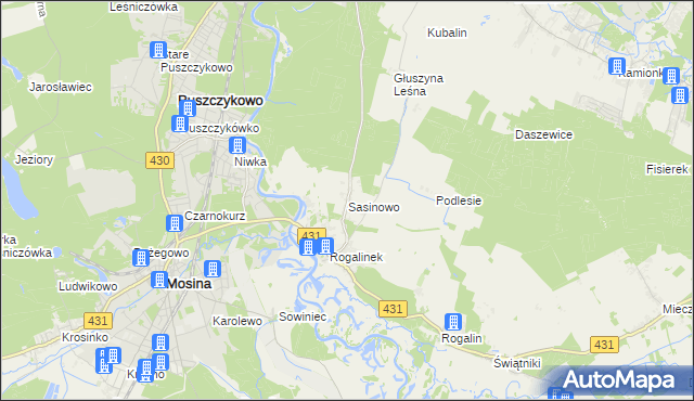 mapa Sasinowo, Sasinowo na mapie Targeo