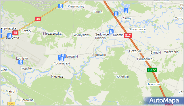 mapa Sędowice gmina Ryki, Sędowice gmina Ryki na mapie Targeo