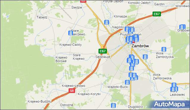 mapa Sędziwuje, Sędziwuje na mapie Targeo