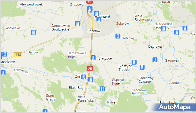 mapa Siąszyce, Siąszyce na mapie Targeo
