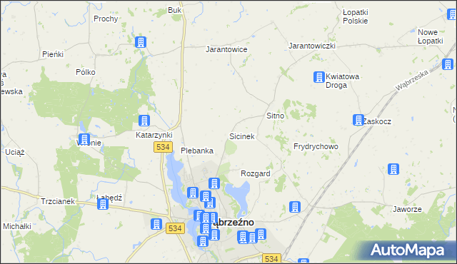 mapa Sicinek, Sicinek na mapie Targeo