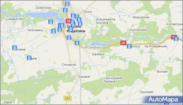 mapa Siedlisko gmina Sępólno Krajeńskie, Siedlisko gmina Sępólno Krajeńskie na mapie Targeo