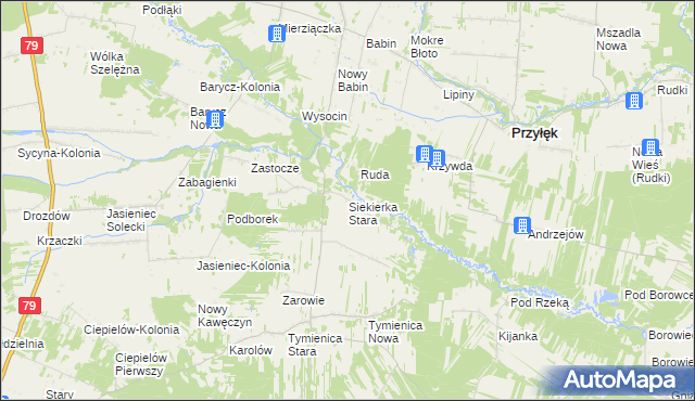 mapa Siekierka Stara, Siekierka Stara na mapie Targeo