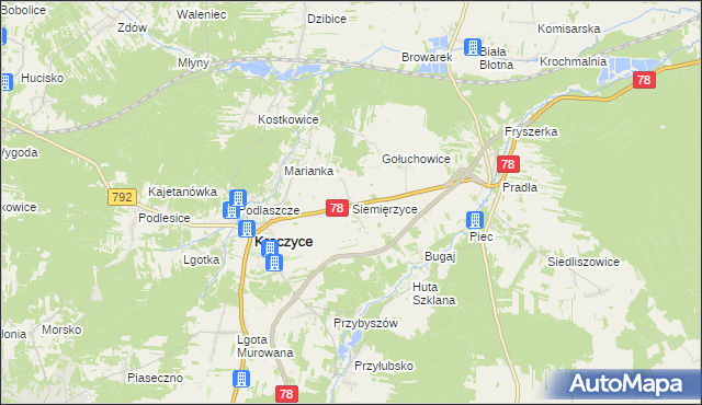 mapa Siemięrzyce, Siemięrzyce na mapie Targeo