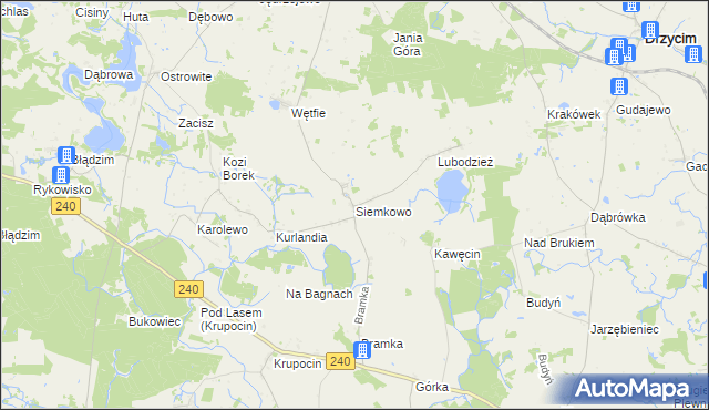 mapa Siemkowo, Siemkowo na mapie Targeo