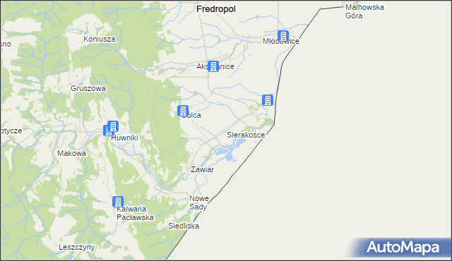mapa Sierakośce, Sierakośce na mapie Targeo