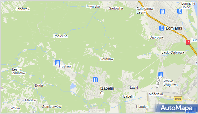 mapa Sieraków gmina Izabelin, Sieraków gmina Izabelin na mapie Targeo