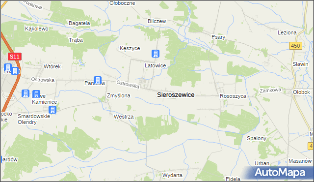 mapa Sieroszewice, Sieroszewice na mapie Targeo