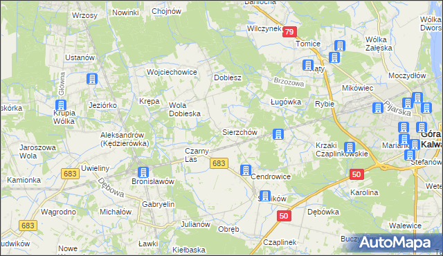 mapa Sierzchów gmina Góra Kalwaria, Sierzchów gmina Góra Kalwaria na mapie Targeo