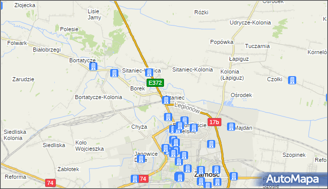 mapa Sitaniec, Sitaniec na mapie Targeo