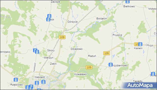 mapa Skalin gmina Gryfice, Skalin gmina Gryfice na mapie Targeo