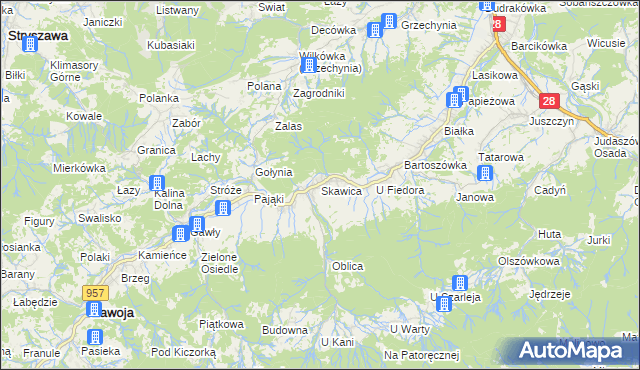 mapa Skawica, Skawica na mapie Targeo