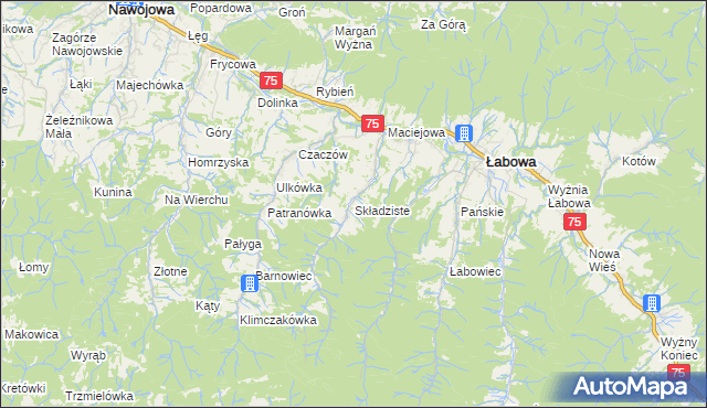 mapa Składziste, Składziste na mapie Targeo