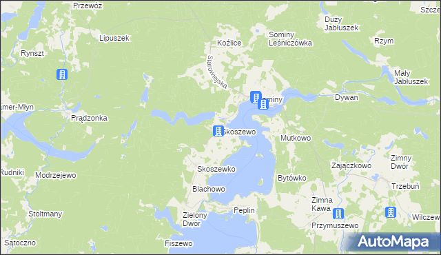 mapa Skoszewo gmina Brusy, Skoszewo gmina Brusy na mapie Targeo