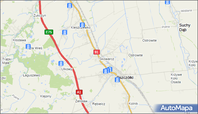 mapa Skowarcz, Skowarcz na mapie Targeo
