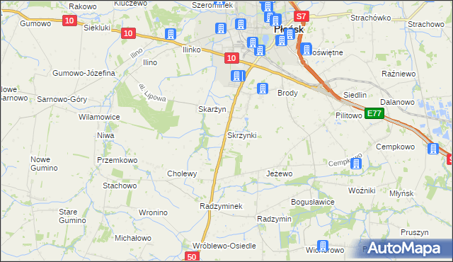 mapa Skrzynki gmina Płońsk, Skrzynki gmina Płońsk na mapie Targeo