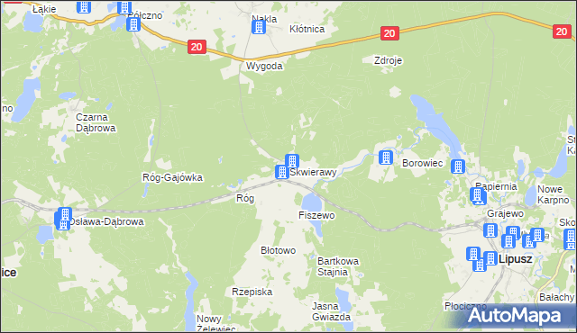 mapa Skwierawy, Skwierawy na mapie Targeo