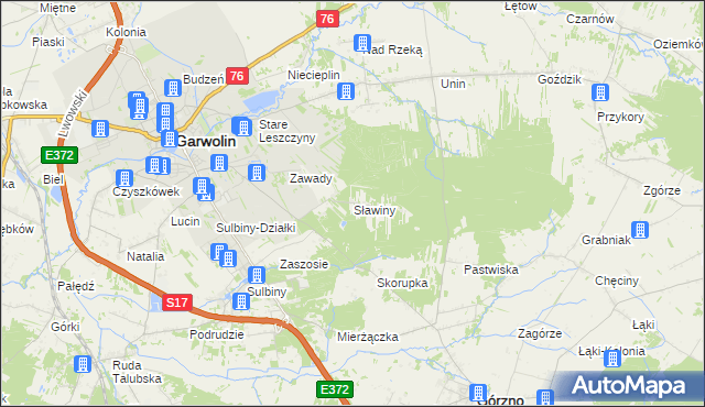 mapa Sławiny, Sławiny na mapie Targeo