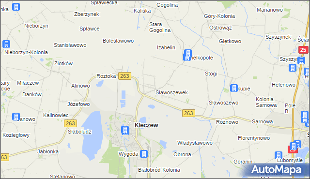 mapa Sławoszewek, Sławoszewek na mapie Targeo