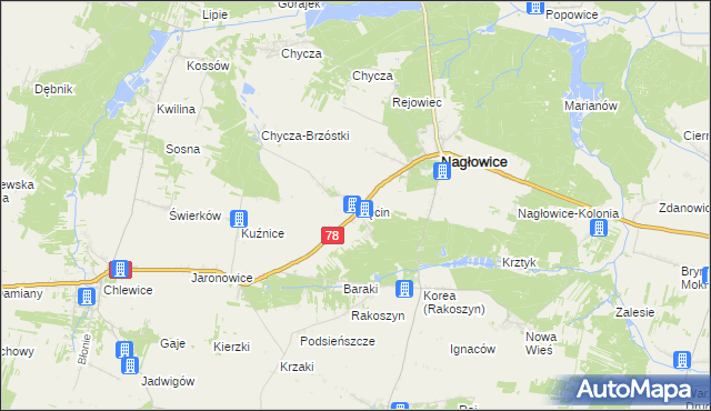 mapa Ślęcin, Ślęcin na mapie Targeo