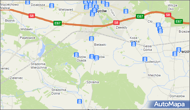 mapa Ślizów, Ślizów na mapie Targeo